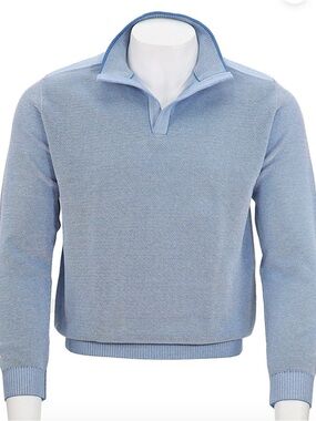 St Croix Men's Light Blue Quarter-Zip Sweater